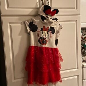 Disney Minnie, mouse, hooded short sleeve sheer bottom dress, and 13 in stuffed